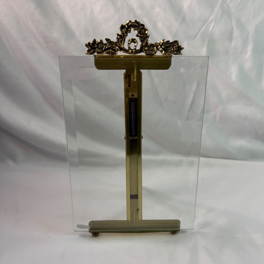 Vintage French Style Brass Beveled Glass Photo Frame Spring Clamping Taiwan ROC